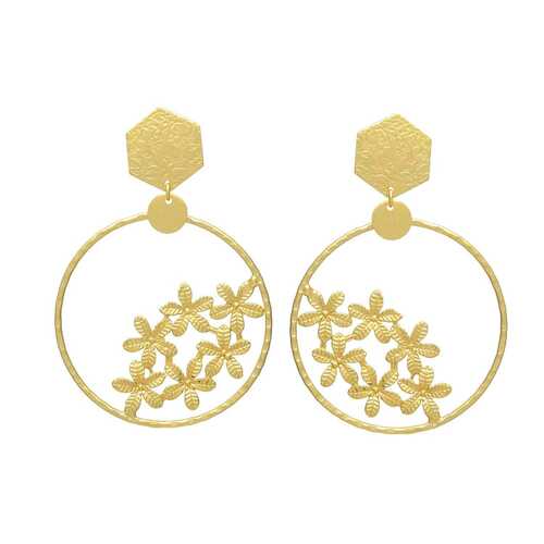 Woman Round with Mini Flowers Earring