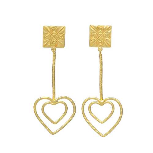 square and heart drop earring set