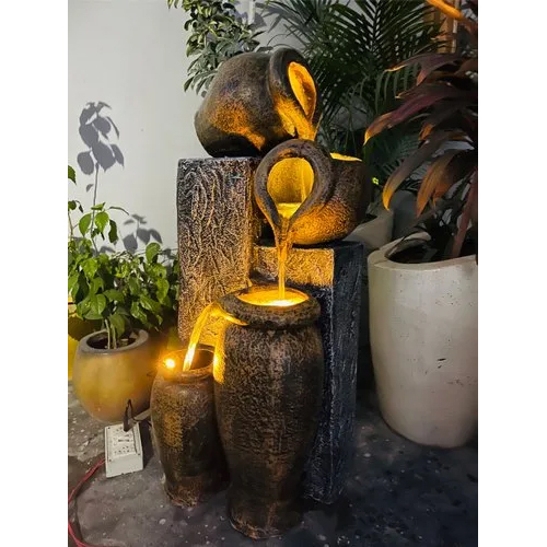 Fiber Matki Indoor Fountain With Led Light