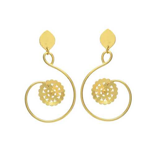 long earrings flower design geometric earring brass earrings classic design