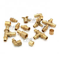 Pex Fittings - Brass, Various Sizes, Golden | Ideal For Residential & Commercial Plumbing, Radiant Heating, Potable Water Distribution