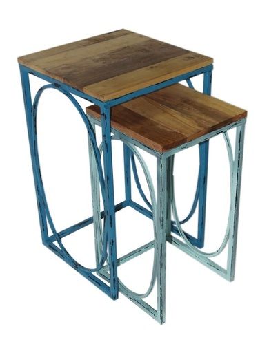 29 Inch Wooden Table With Metal Legs