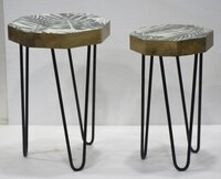 Wooden Stool With Metal Legs - Assembly: No Assembly Required