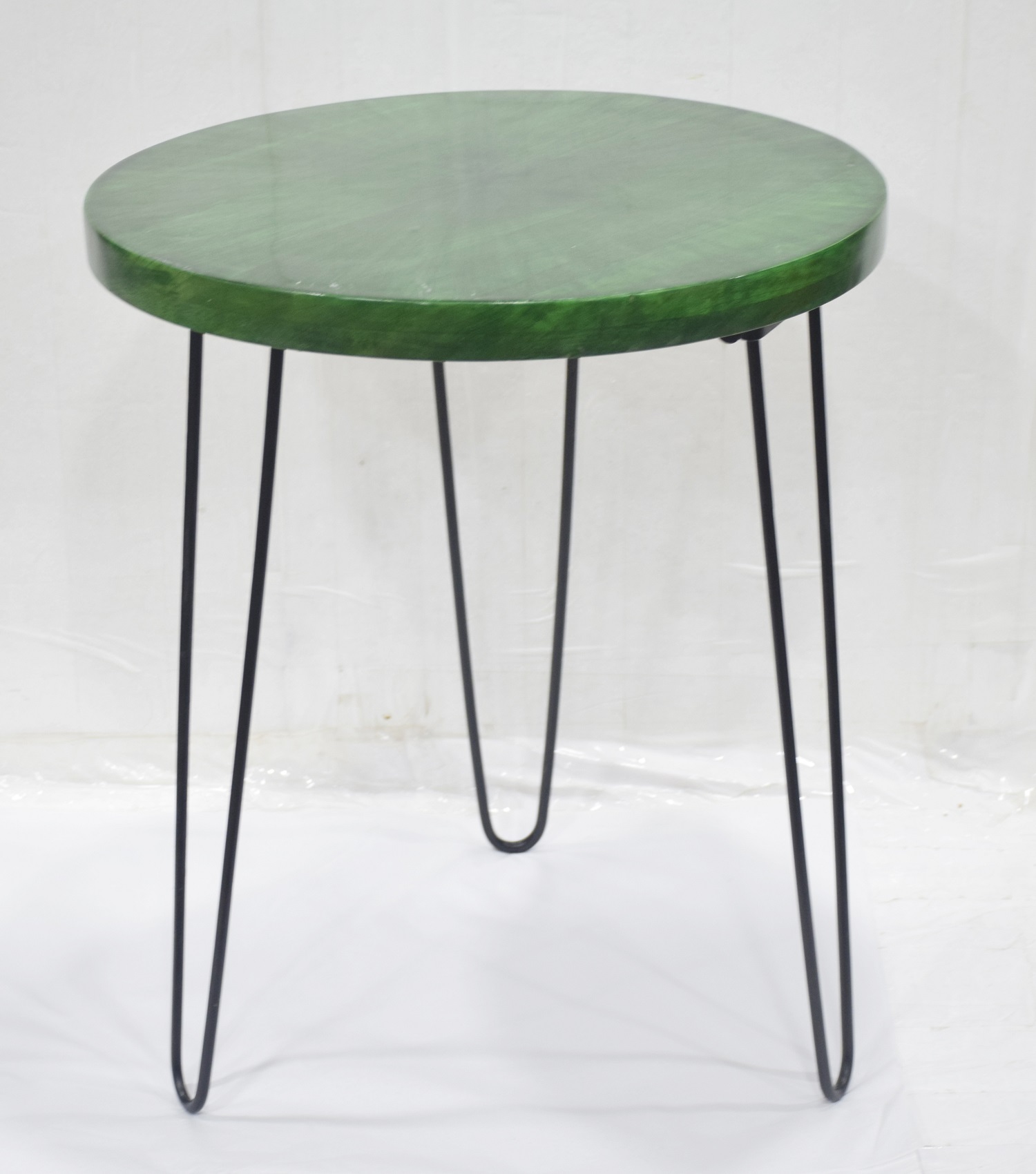 Wooden Stool With Metal Legs