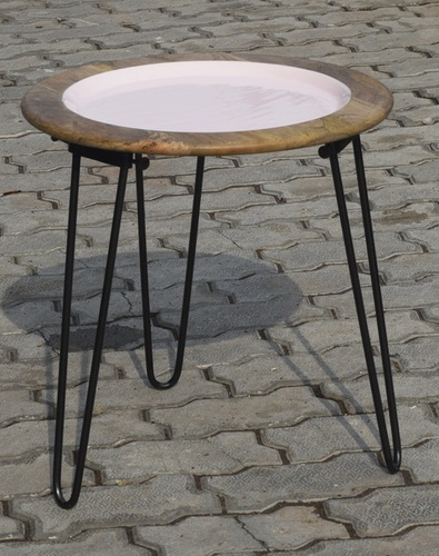 18 Inch Wooden Stool With Enamel Finish