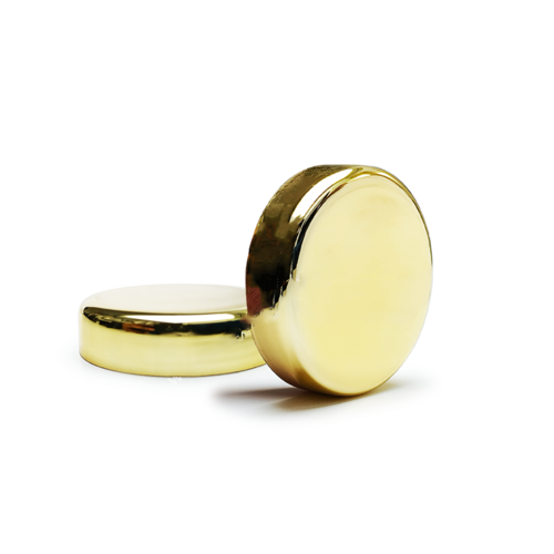 Round Gold Dome Plastic Cap 53mm - PP Material, Diameter: 53mm, Color: Gold/Silver, Type: Screw Cap, Ideal for Jar Applications