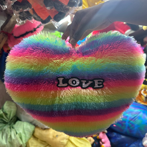 Medium Rainbow Love Pillow - Material: Fabric