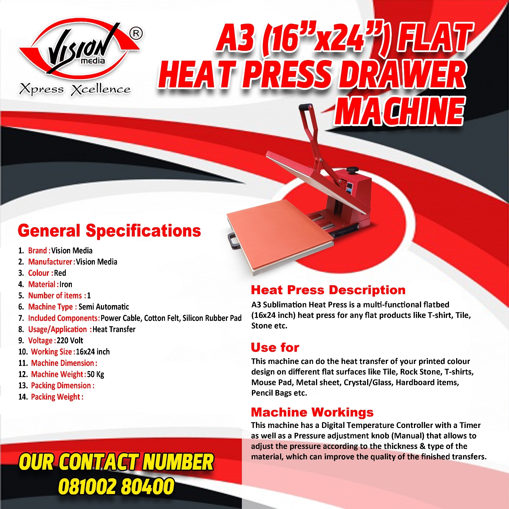 A3 Flat Heat Press Drawer