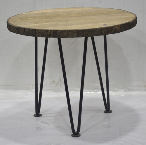 19 Inch Wooden Round Stool With Bark