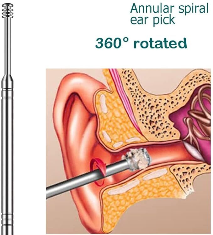 Faigy 6 Pcs Ear Pick Earwax Removal Kit,Ear Cleansing Tool Set, Ear Curette Ear Wax Remover Tool with Cleaning Brush and Storage Box, Sliver
