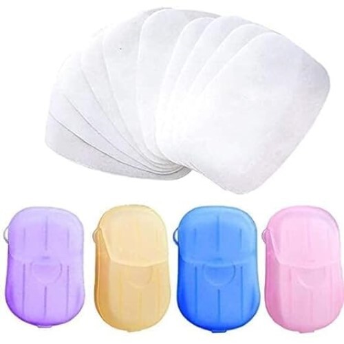 GILMEAT Disposable Paper Soap with Case Travel Sheets Disposable Box Soap Portable Mini Paper Soap (Multi color)