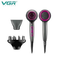 VGR V-402 Professional Hair Dryer 1800-2200 W 3 Heat Setting (Hot/Cool/Warm) with Independent Cool Shot comes with Diffuser, Concentrator, Double Overheating Protection and 2 Speed Settings -Black