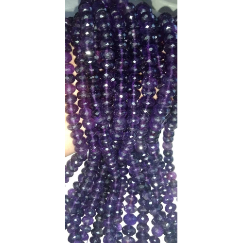 African Amethyst Faceted Tumbell Round Beads