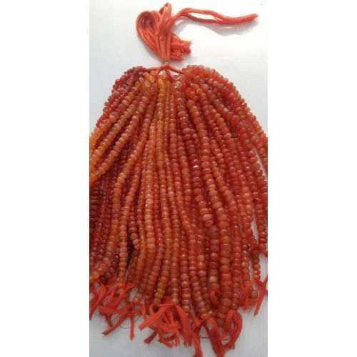 Orange Natural Carnelian Smooth Rondelles Beads