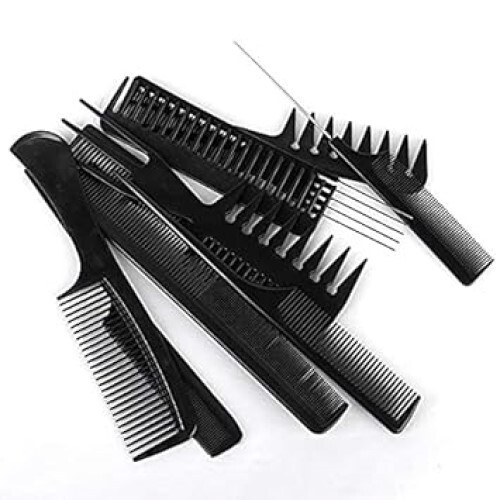 Pelo Set of 9 Pcs Professional Hair Cutting & Styling Comb Kit Hairdressing Hair Cut Styling Comb Set Black