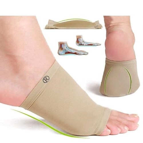 Mitsico Arch Support Sleeves for foot pain with soft Cushion and Neoprene elastic reusable Gel Pad for both Women & Men Feet Orthopedic Pad Orthotic Tool, Free Size-1 Pair