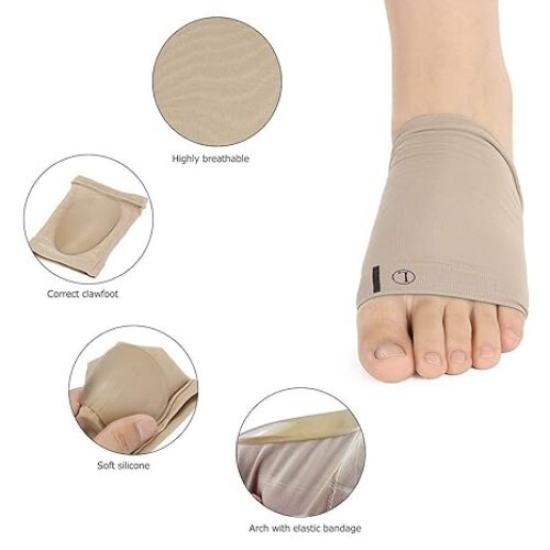 Mitsico Arch Support Sleeves for foot pain with soft Cushion and Neoprene elastic reusable Gel Pad for both Women & Men Feet Orthopedic Pad Orthotic Tool, Free Size-1 Pair