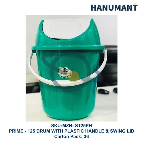 Prime Dustbin - 125 Drum With Handle & Swing Lid