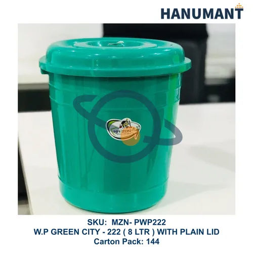 Plastic Dustbin WP Green City 222 With Plain Lid