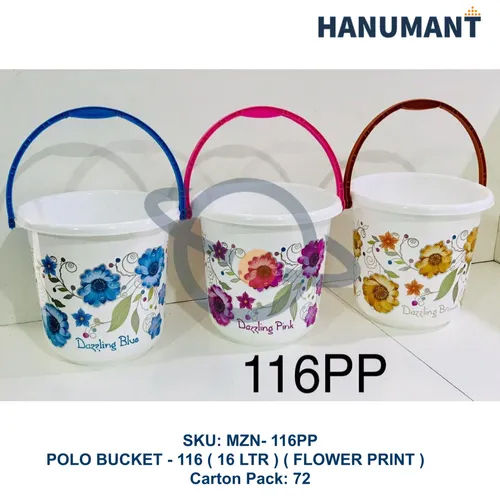 Plastic Bucket Polo - 116 Flower Printed