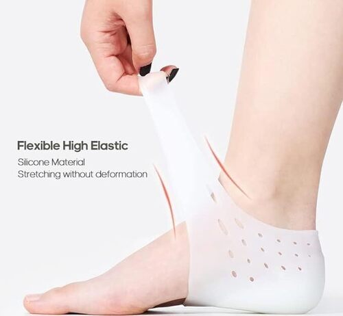 Silicone Half Heel Protector Socks Moisturizing Socks for Foot-Care and Anti Heel Cracks Gel Heel Cups Silicon Heel Pad For Heel Ankle Pain Heel Spur Shoe Support Pad All in One Combo(1 Pair)