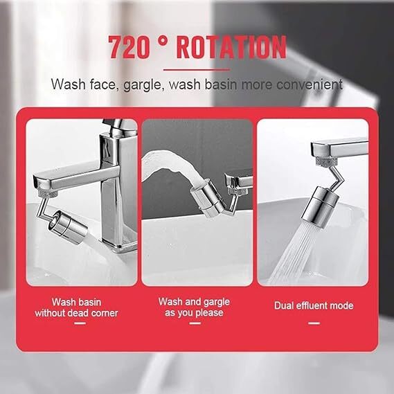 720 Degree Swivel Sink Faucet Aerator, Universal Adjustable Water Flow Filter Faucet Sink Movable Tap Head Rotatable Filter Nozzle Faucet Head for Kitchen Bathroom (1PC External Thread)