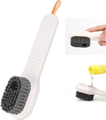 Black Gold Multifunctional Soft Fur Brush With Liquid Dispenser For Household Cleaning, Sink, Upholstery, Jackets, Shoes & More (White)