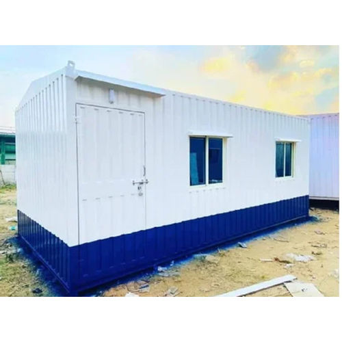 White And Blue Fabricated Portable Cabin