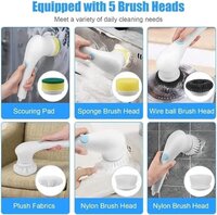 VODIQ Electric Spin Scrubber,Electric Cleaning Brush,Automatic Cleaning Brush with 5 Replaceable Cleaning Heads for Tile/Bathroom/Tub/Kitchen/Sink Handheld Electric Household Cleaning Brush,White