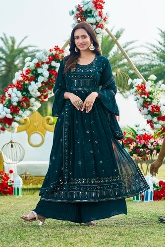 Blue Georgette Palazzo Suits