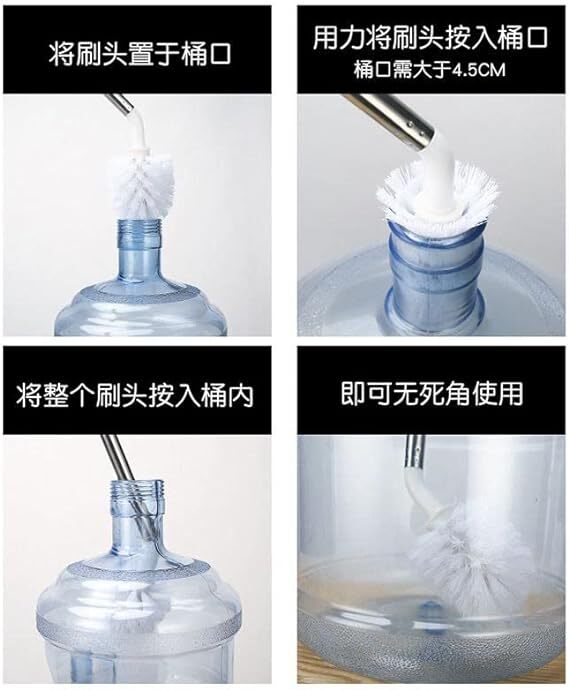 Long Bottle Brush Gallon Long Handle Cleaning Brush, Cleaner Bristles and Stainliess Steel Handle, Replaceable Brush Head, Bottle Cleaner Brush