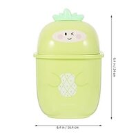 Cabilock Plastic Waste Basket Mini Desk Trash Can Cute Wastebasket With Lid - Pvc Material,  Small Size, Green Color | Ideal For Home, Office, Dorm