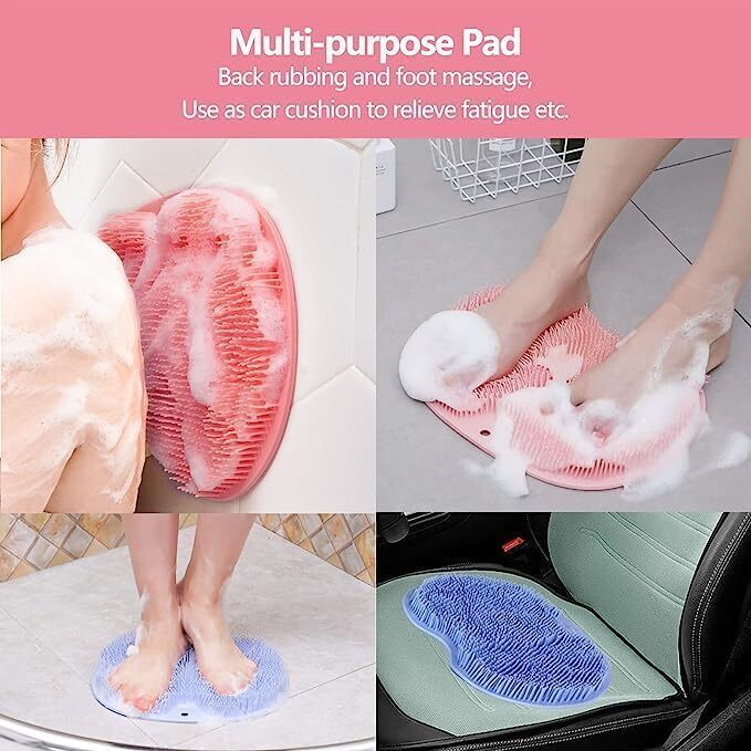 Non-Slip Silicone Massage Pad, Shower Back Scrubber, Back Scrubber Massage Mat with Non-Slip Suction Cups, Silicone Shower Back Scrubber, Bath Mat for Exfoliation Pack of 1 (Multi)