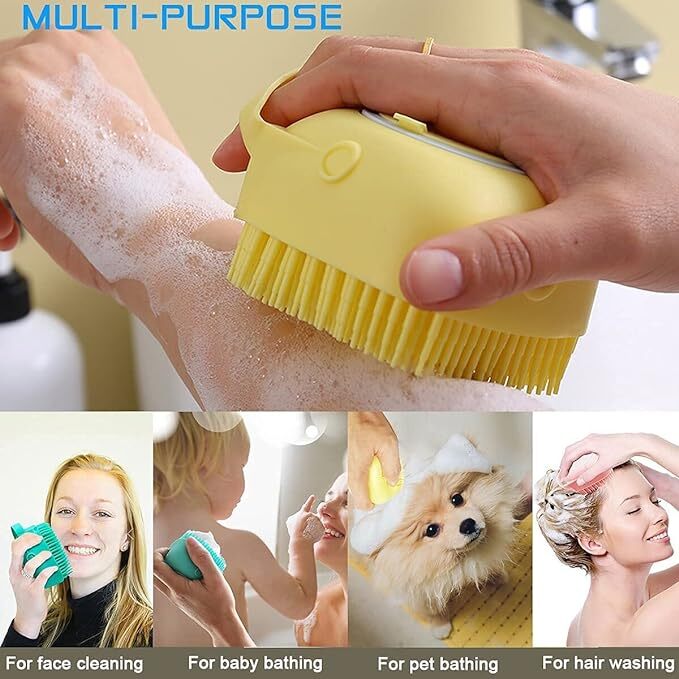 MILLENSIUM Body Scrubber with Soap Dispenser for Shower, Silicone Exfoliating Brushes, Soft Body Exfoliator, Bath Loofah for Babies, Kids, Women, Men and Pets (Pack of 1)