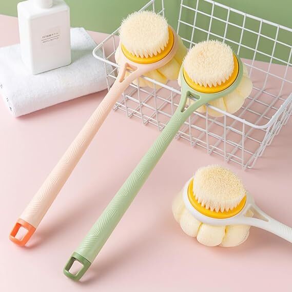 Back Scrubber for Shower, Wall Mounted Back Brush Long Handle for Shower Men Women Shower Back Scratcher, Shower Back Scrubber Brush for Body (White)