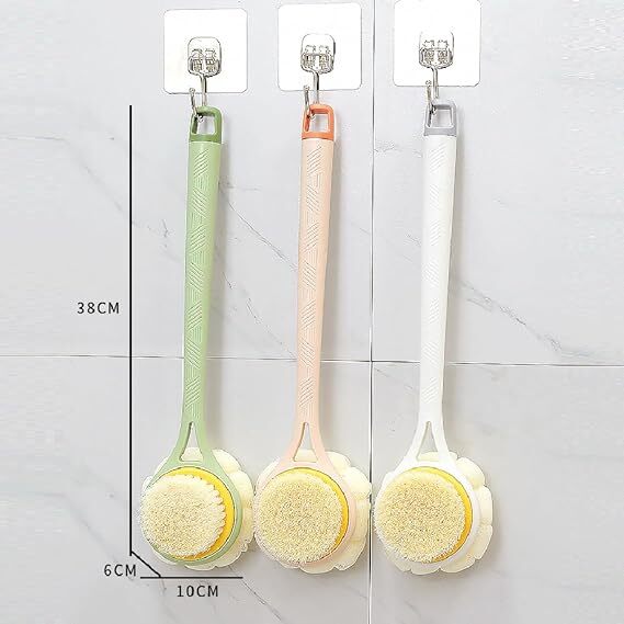 Back Scrubber for Shower, Wall Mounted Back Brush Long Handle for Shower Men Women Shower Back Scratcher, Shower Back Scrubber Brush for Body (White)