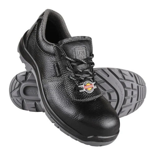 Black Double Density Pu Sole Safety Shoes