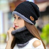 Heria Ultra Soft Unisex Woolen Cap & Neck Muffler Set - Single Cavity, Black | Multicolor Wool Hat Scarf Combo For Men & Women