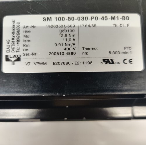 ELAU AG SM100-50-030-P0-45-M1-B0 SERVO MOTOR