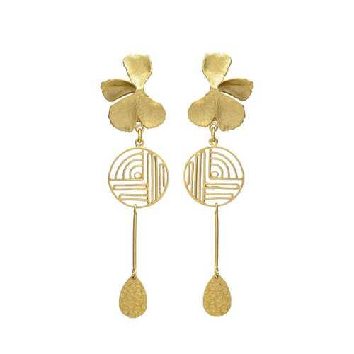 woman flower drop earring set