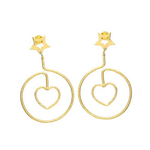 Round start and heart earring set