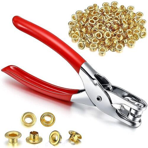 CASSARINAa c 50pc Silver Button Thickened Snap Fasteners Kit Metal Copper Five Claw Buckle Set with Hand Pressure Pliers Tool DIY Sewing Buttons Set for Clothing Sewing (Hole Plier) (Golden Button)