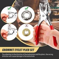 CASSARINA 50pc Silver Button Thickened Snap Fasteners Kit Metal Copper Five Claw Buckle Set with Hand Pressure Pliers Tool DIY Sewing Buttons Set for Clothing Sewing (Hole Plier) (Golden Button)