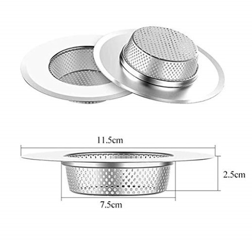 Mitsico 11.5 CM Kitchen Sink Strainer Heavy-Duty Stainless-Steel Drain Basin Basket Filter Jali