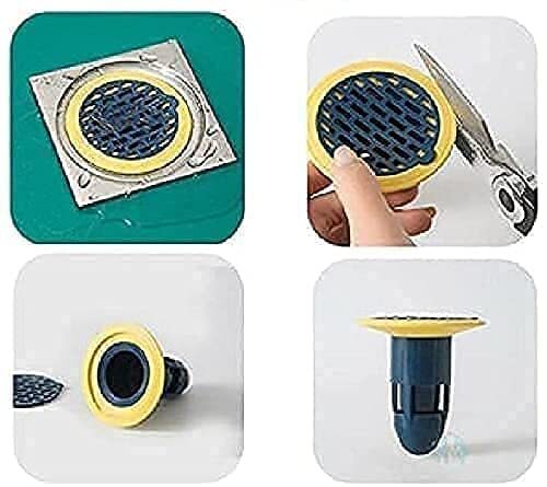 Dherik Tradworld 360 Deodorant Floor Drain, Household Bath Shower Hair Catcher Stopper Kitchen Sink Filter, Plastic Push Down Strainer (Pack of1)