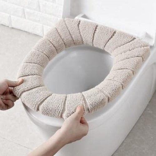 Nirvik Washable Soft Warmer Toilet Seat Cover/Toilet Seat Cushion Mat/Toilet Seat Lid Cover Pads/Easy Installation & Cleaning