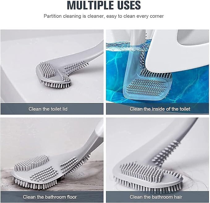 Mitsico Silicone Toilet Brush Golf Brush Head Toilet Cleaner Brush Flexible Deep Cleaning Silicone Toilet Bowl Brush Wall Mounted