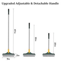 Gaolamber 3 in 1 Cleaning Scrub Brush Multifunction Grout Brush Scrape with Long Handle V-Shape Stiff Bristle Squeegee Brush Scrubber Magic Broom Brush for Cleaning Bathroom Glass Wall