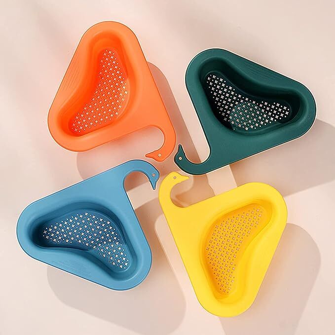 AG E-Com Drain Basket for Kitchen Sink Triangle Sink Drain Rack Corner Kitchen Sink Strainer Basket, Multifunctional Kitchen Triangle Sink Filter (Multicolor)