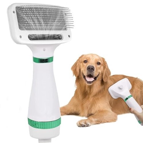 Meetzone Pet Hair Dryer Portable 2 in 1 Dog Hair Dryer Home Pet Grooming Cat Hair Comb Dog Fur Blower Adjustable Temperature Pet Brush (1ps/Multicolour)